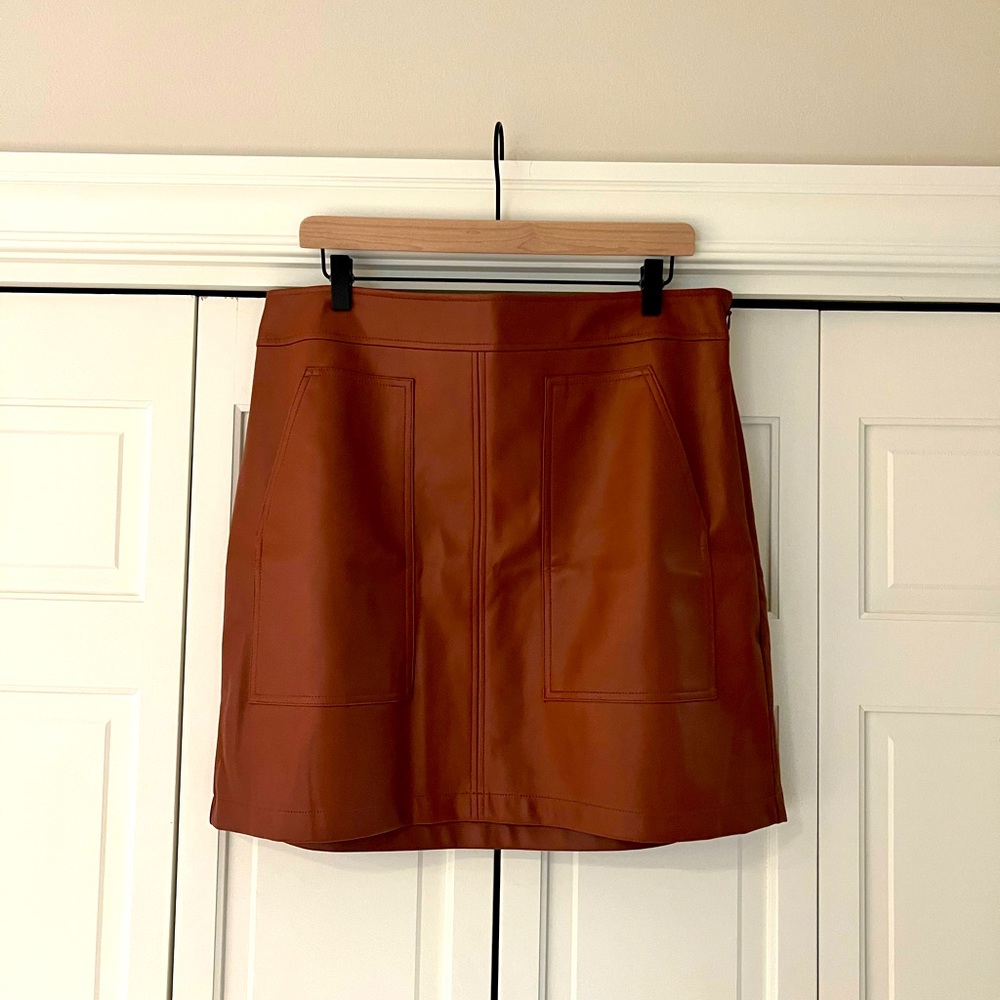 Faux Leather Mini Skirt with Pockets